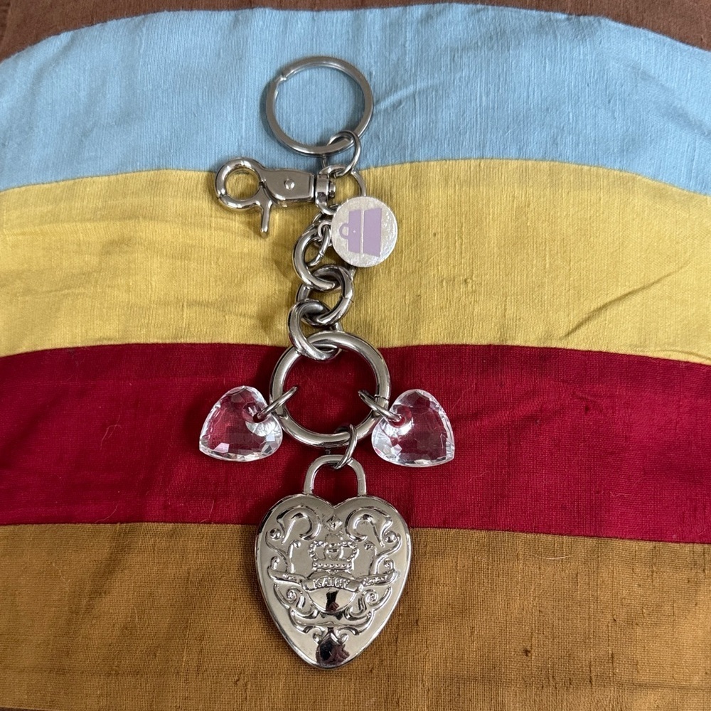 Silver Heart Keychain with Clear Accents